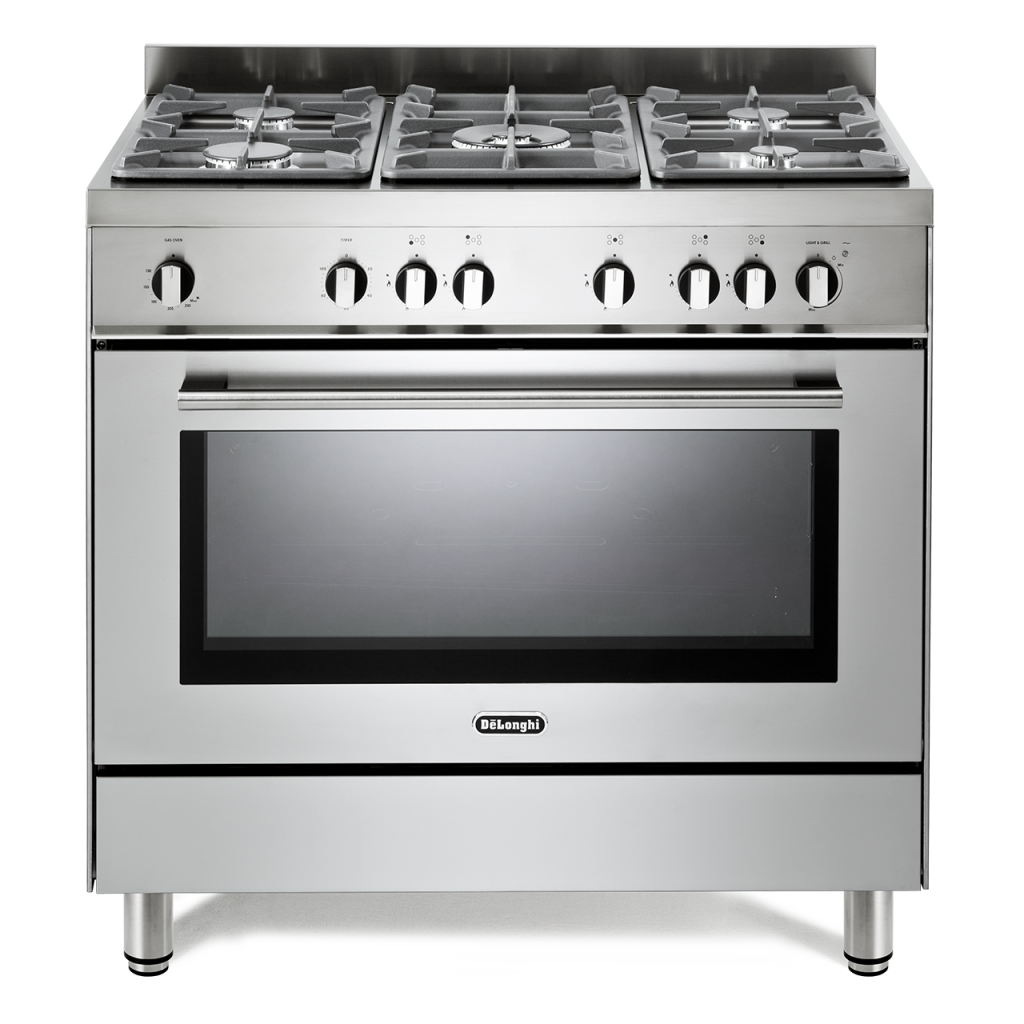 Modern single cavity gas Range Cooker in Stainless Steel - De'Longhi